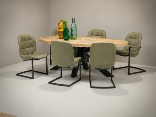 Eettafel Brivulnissa 240 x 100 cm ovaal mangohout