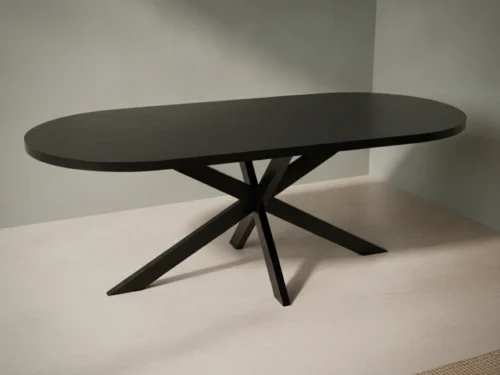 Eettafel Dalmeporto 180 x 100 cm ovaal zwart