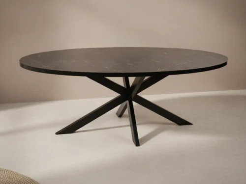 Eettafel Elvavmira 240 x 110 cm ovaal marmer metaal