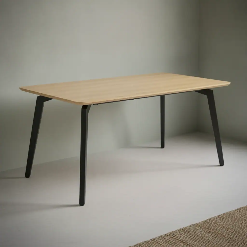 Eettafel Gavulbrisa 90 x 75 cm rond eikenhout staal
