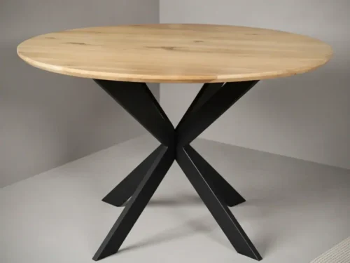 Eettafel Jalmorsaro eiken rond eikenhout naturel