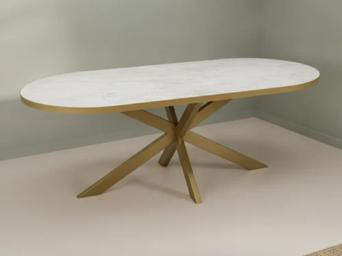 Eettafel Kelvulterra 240 x 100 cm ovaal marmer