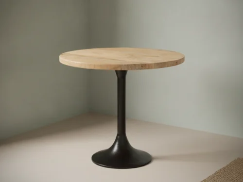 Eettafel Norvarvanta 65 x 65 cm rond mangohout metaal