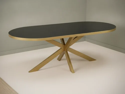 Eettafel Talmanlora 180 x 100 cm ovaal eikenhout zwart