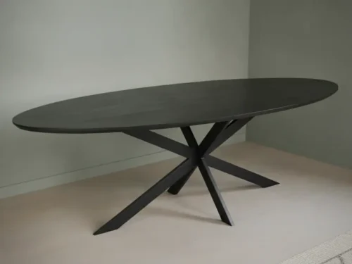 Eettafel Vervilargo eiken ovaal eikenhout zwart