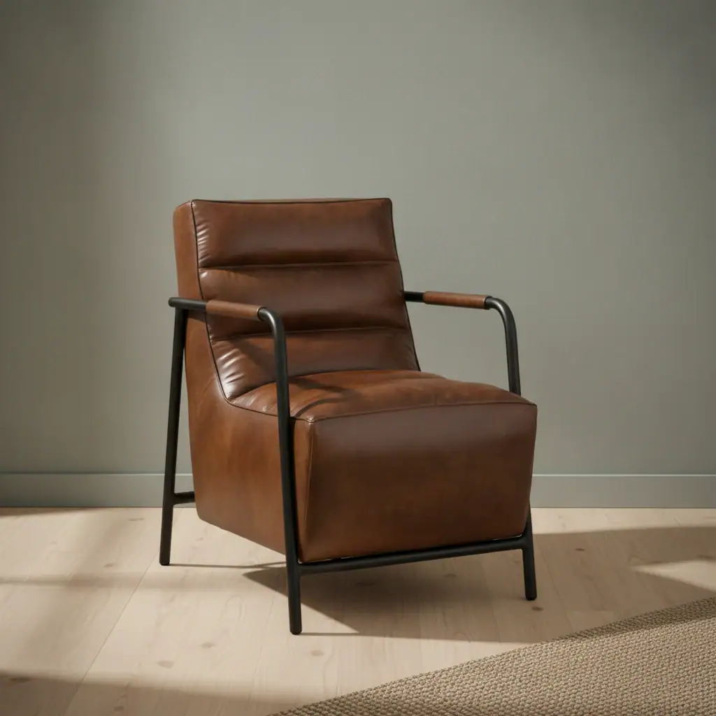 Fauteuil Kaunea Leer Bruin