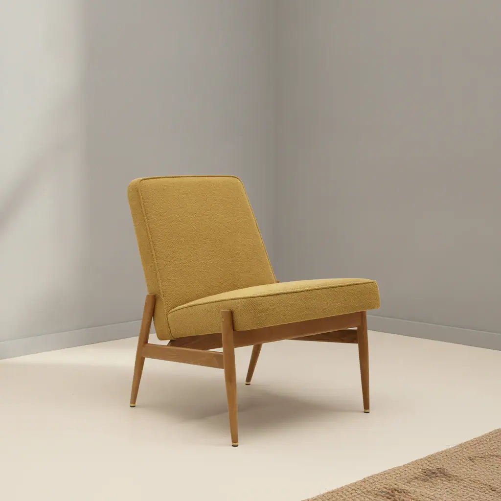 Fauteuil Treentone Bouclé Mosterdgeel