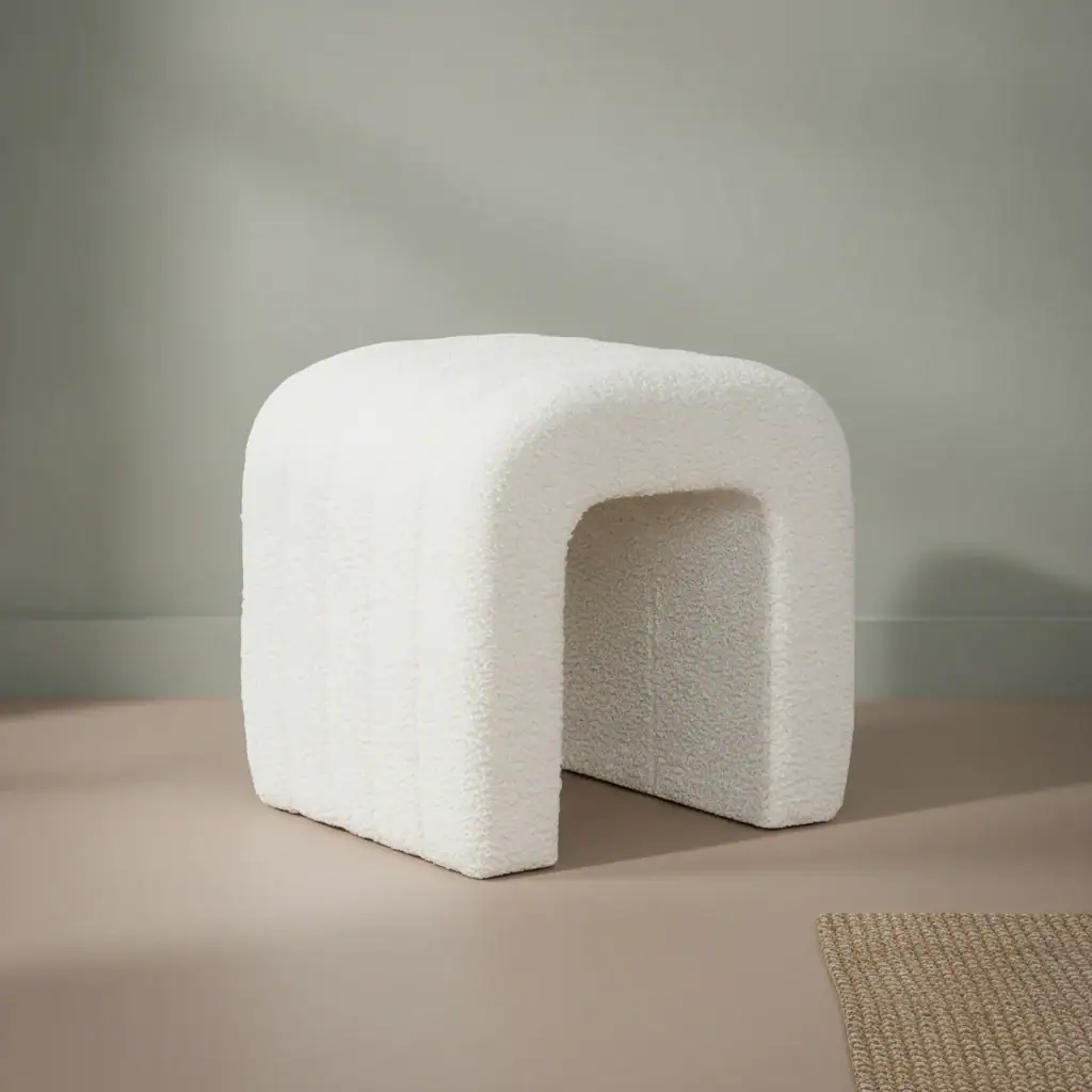Poef Arno Polyester Wit
