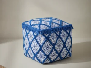 Poef Calvi Katoen Blauw