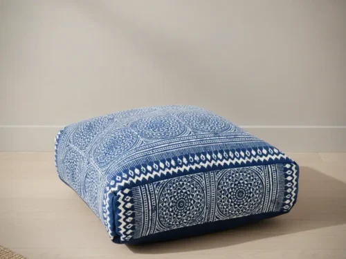 Poef Veissen Katoen Blauw