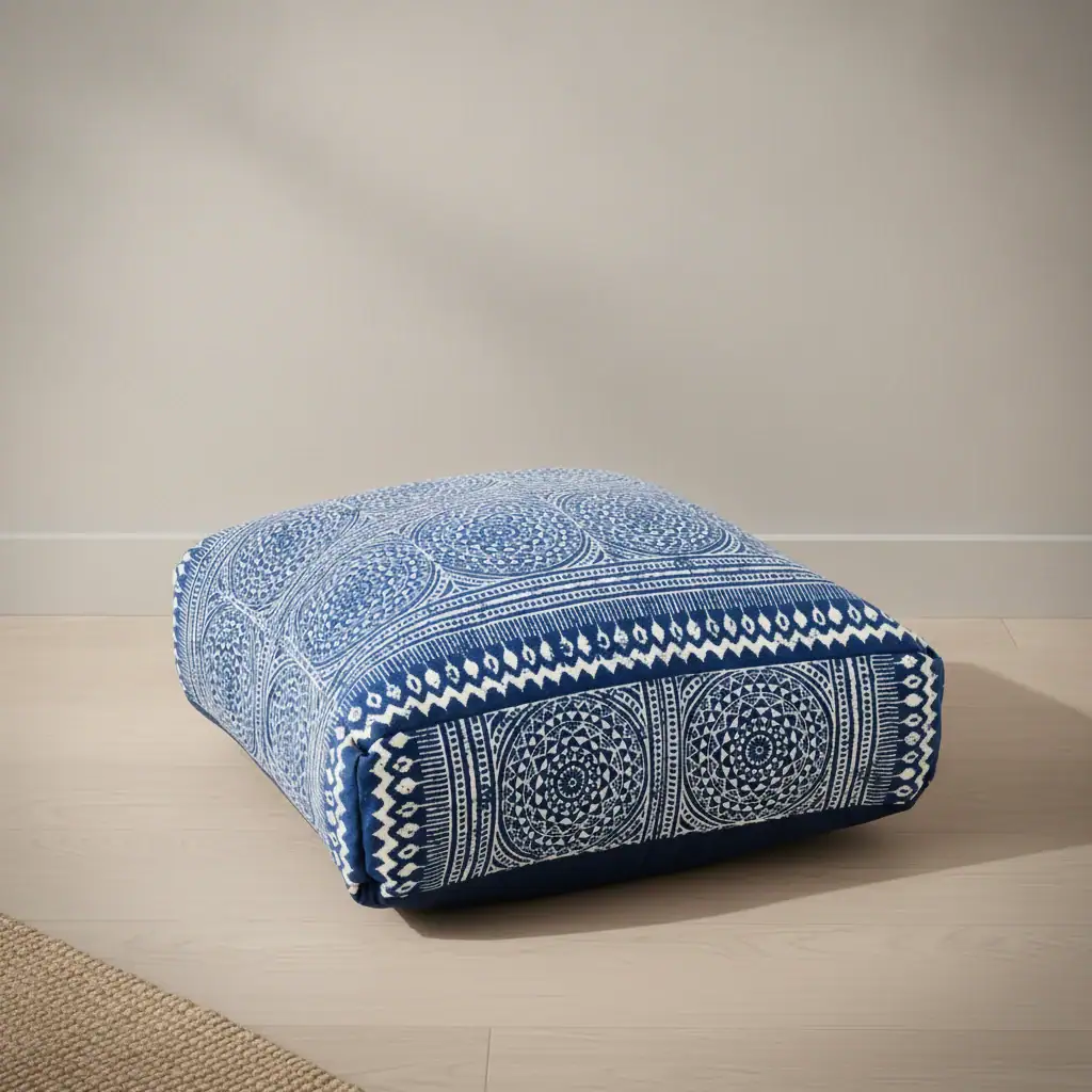 Poef Veissen Katoen Blauw