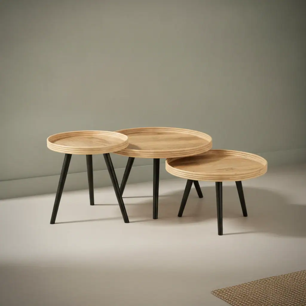 Salontafel Henir Mangohout 70 cm - Set van 3