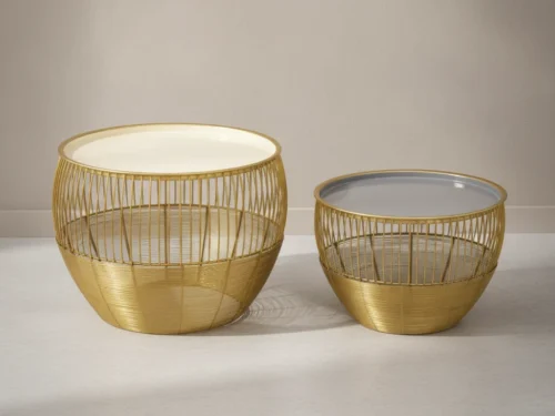 Salontafel Hessas Goud Ø49 cm - Set van 2