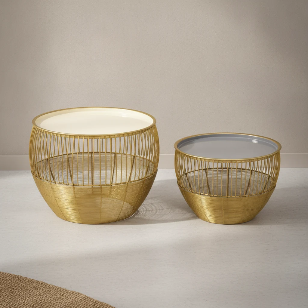 Salontafel Hessas Goud Ø49 cm - Set van 2