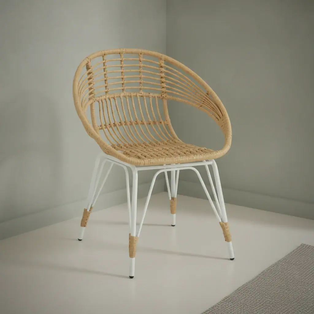 Tuinstoel Corvulvanta naturel wit rotan