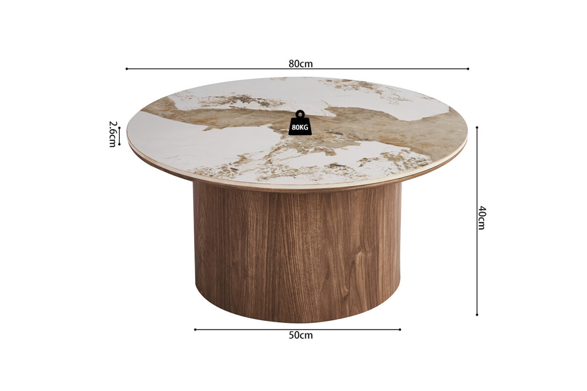 Salontafel Marbella Rond 80 cm marmerlook wit Hotel chique – foto 7