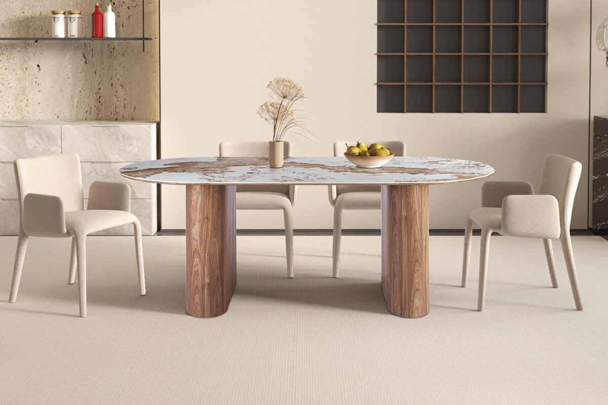Eettafel Marbella 210 cm marmerlook wit Hotel chique