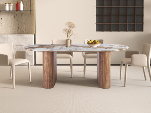 Eettafel Marbella 210 cm marmerlook wit Hotel chique