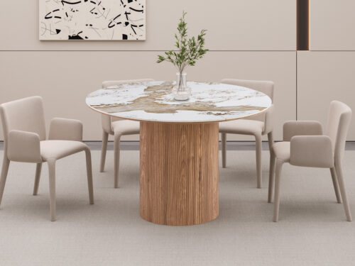 Uitschuifbare eettafel Marbella 120-200 cm marmerlook wit