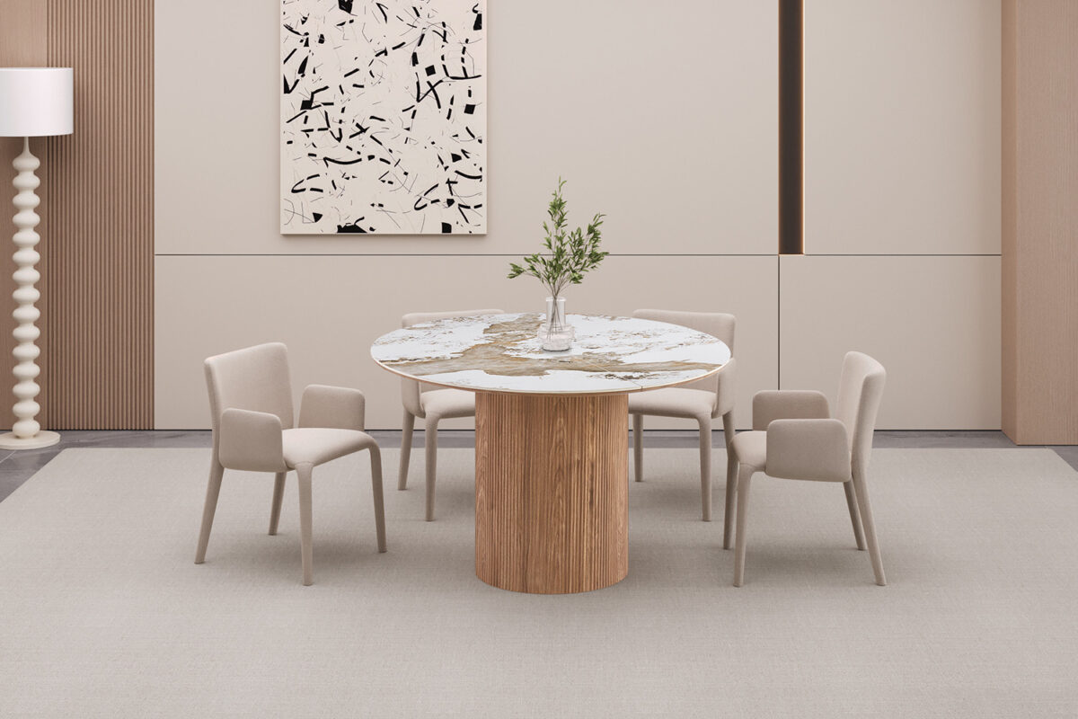 Uitschuifbare eettafel Marbella 120-200 cm marmerlook wit – foto 2