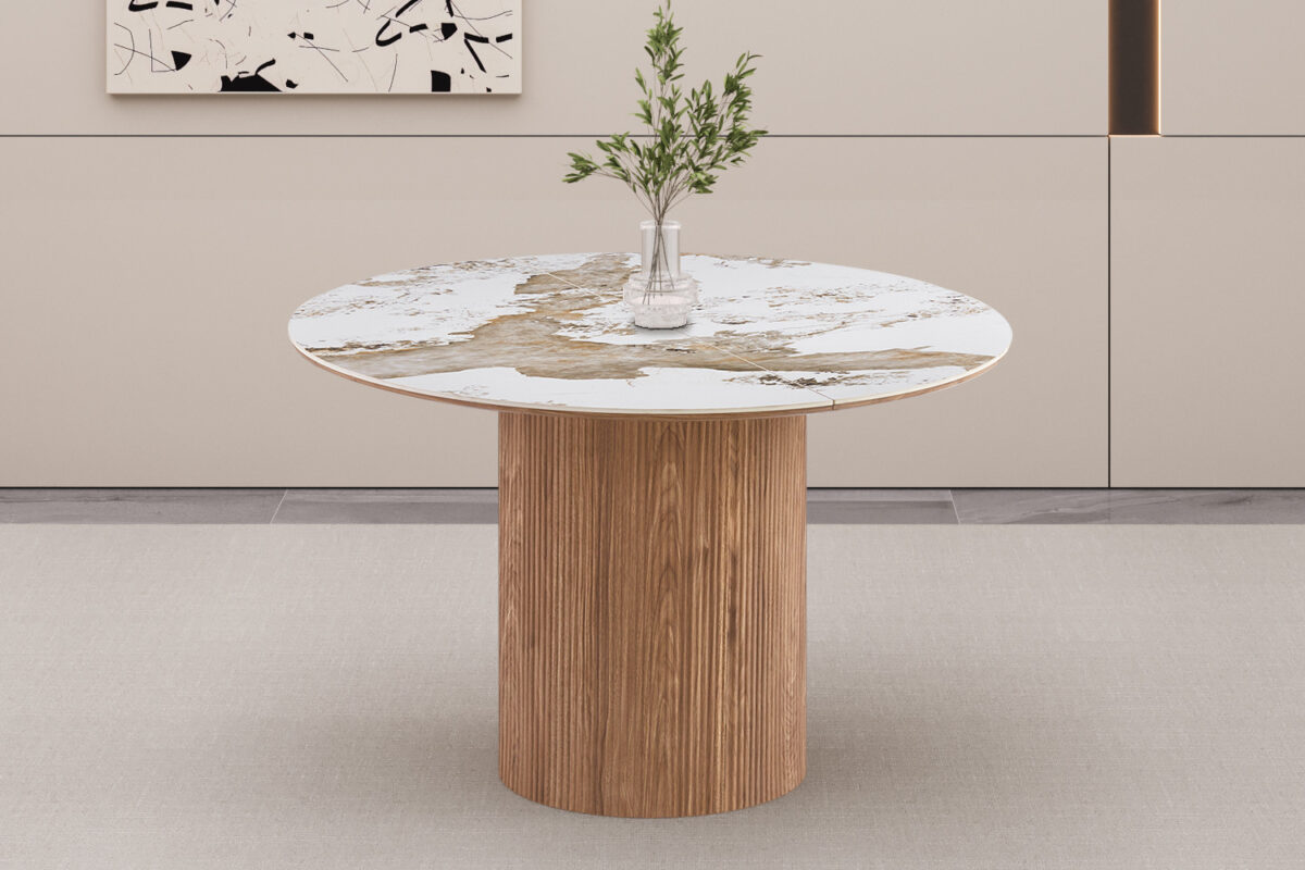 Uitschuifbare eettafel Marbella 120-200 cm marmerlook wit – foto 3