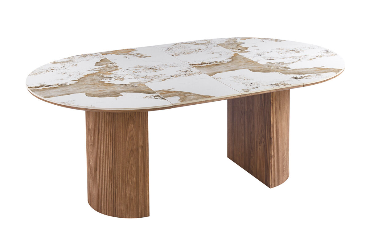 Uitschuifbare eettafel Marbella 120-200 cm marmerlook wit – foto 9