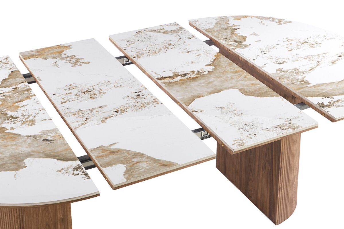 Uitschuifbare eettafel Marbella 120-200 cm marmerlook wit – foto 10