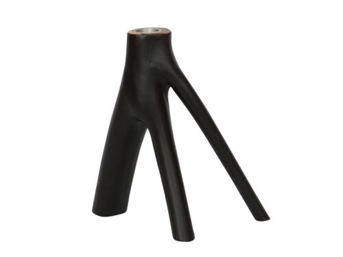 Kandelaar Raatine Hout Zwart H20 cm