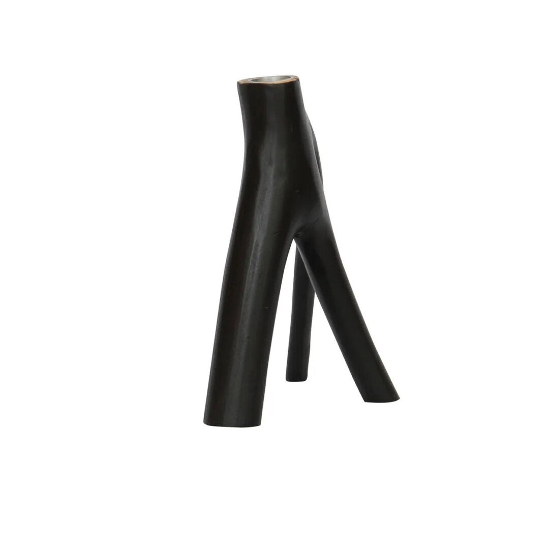 Kandelaar Raatine Hout Zwart H20 cm - Afbeelding 6