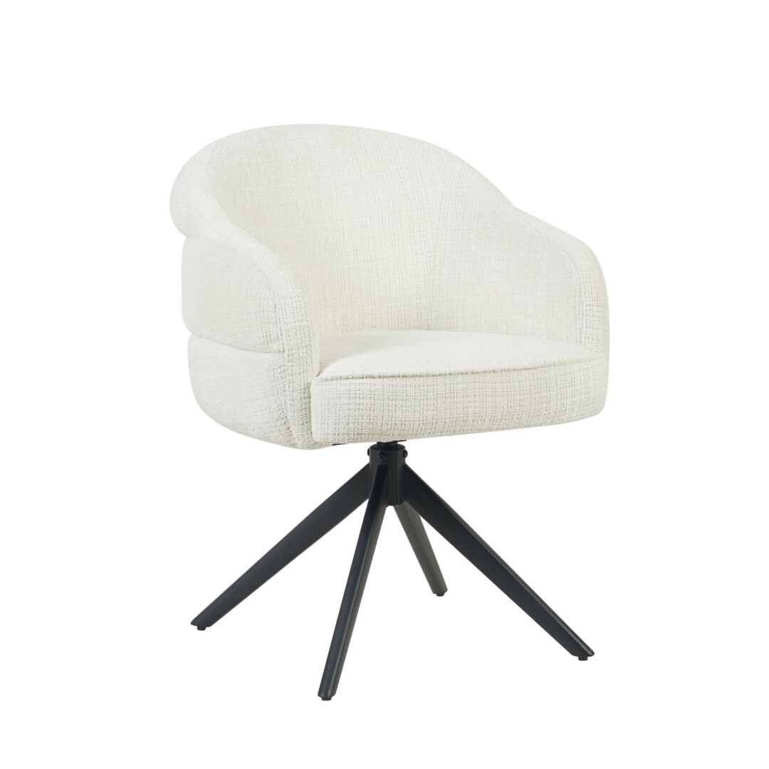 Eetkamerstoel Aliro offwhite auto-return met armleuning metalen frame