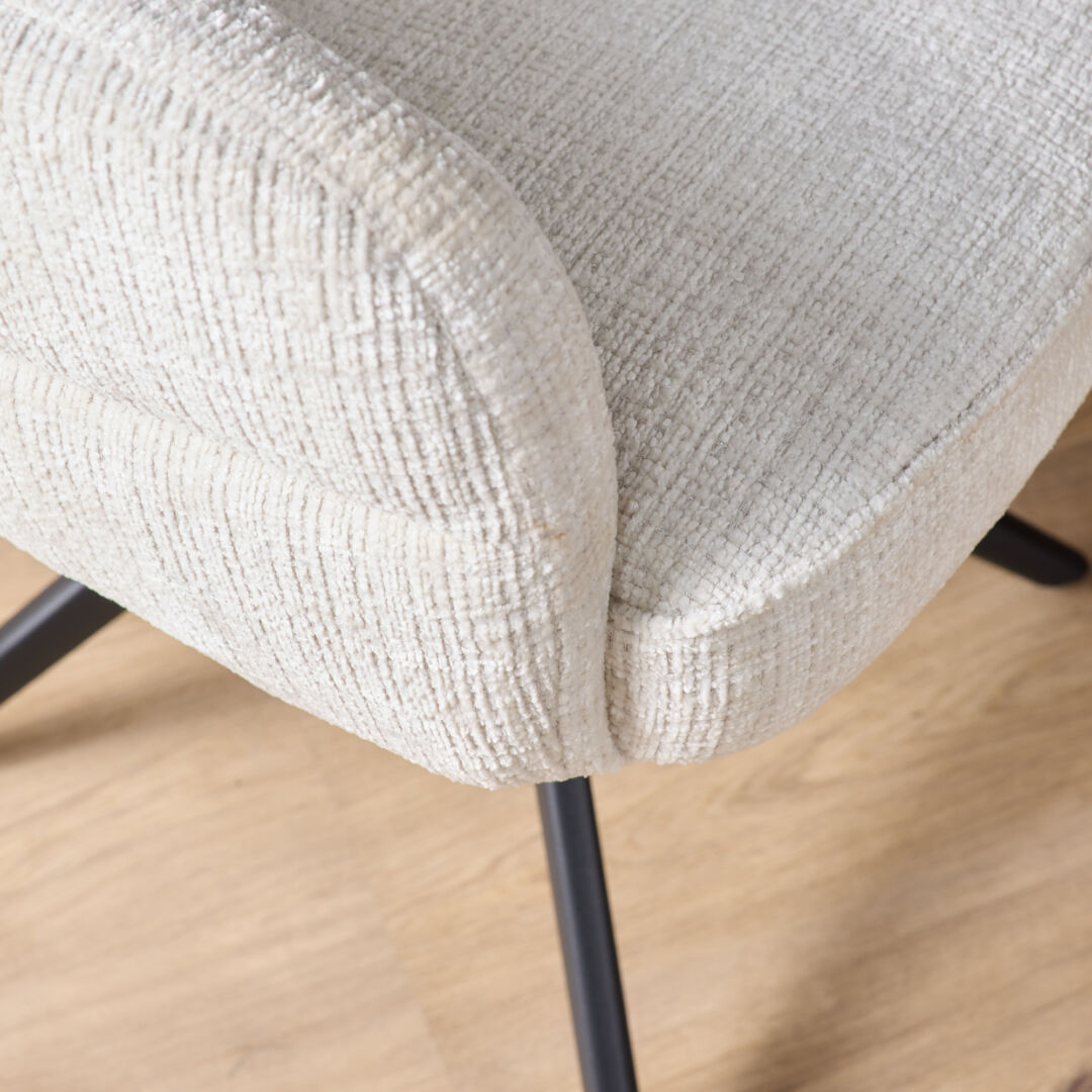 Eetkamerstoel Aliro offwhite auto-return met armleuning metalen frame - Afbeelding 11