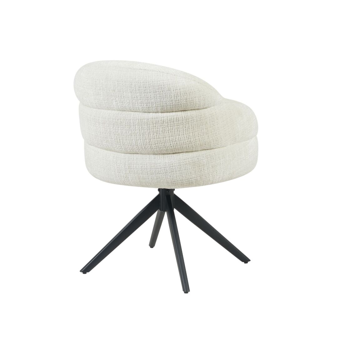 Eetkamerstoel Aliro offwhite auto-return met armleuning metalen frame - Afbeelding 3