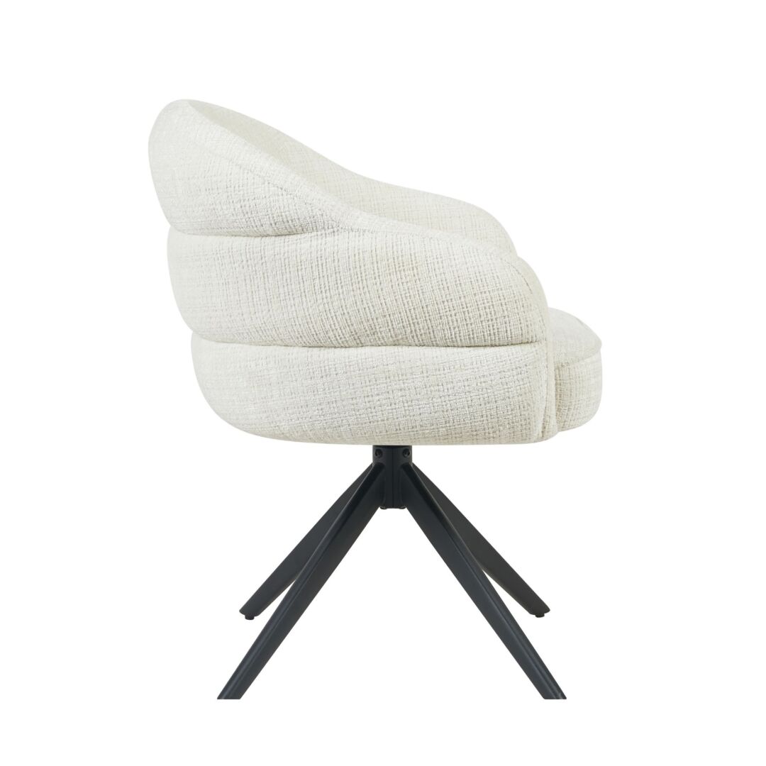 Eetkamerstoel Aliro offwhite auto-return met armleuning metalen frame - Afbeelding 5