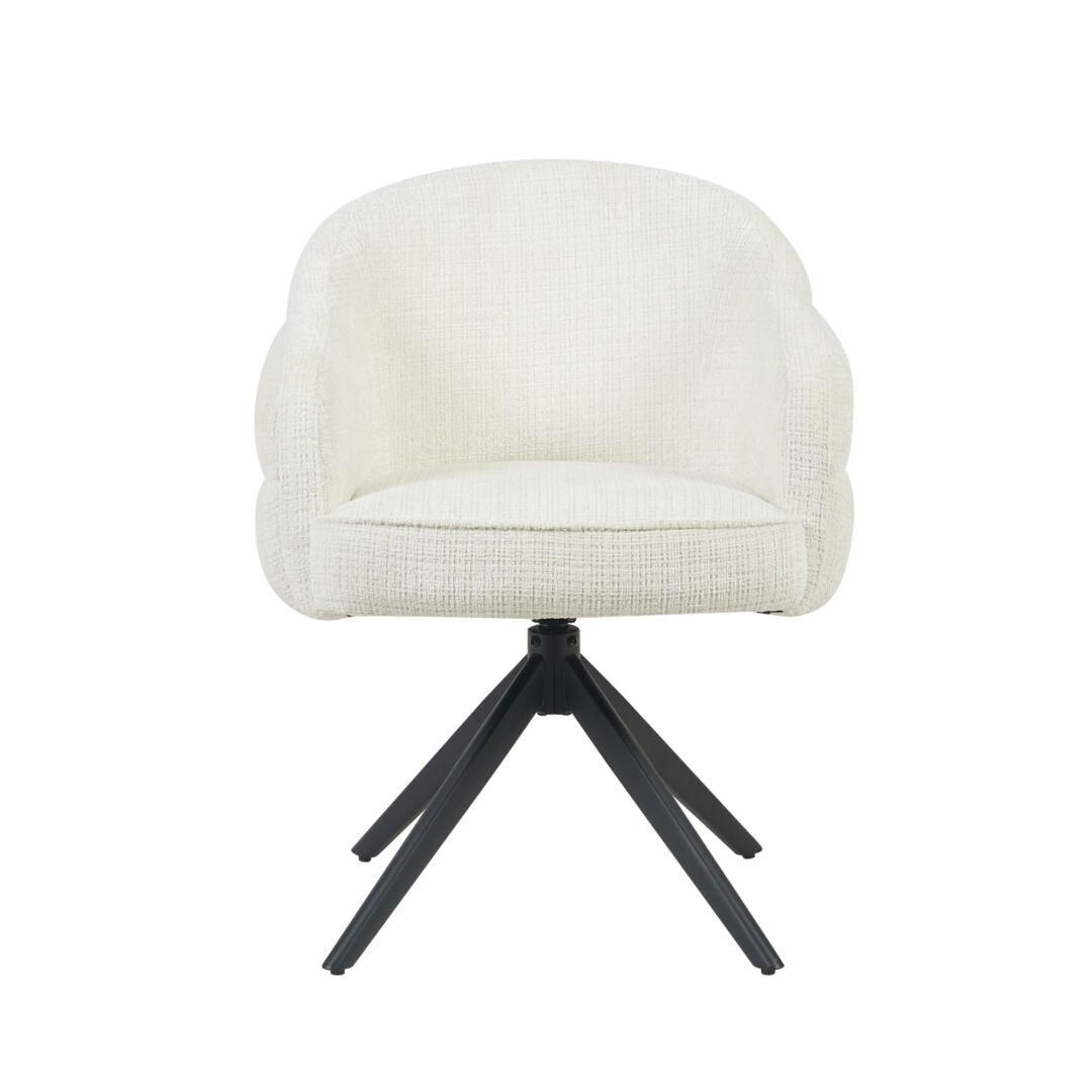 Eetkamerstoel Aliro offwhite auto-return met armleuning metalen frame - Afbeelding 8