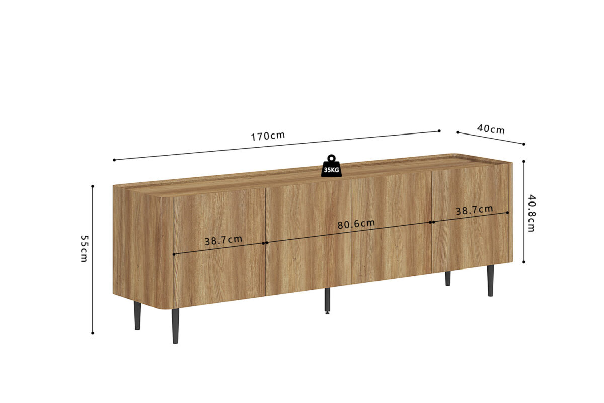 Tv-meubel Sapporo 170 cm eiken naturel Japandi – foto 8