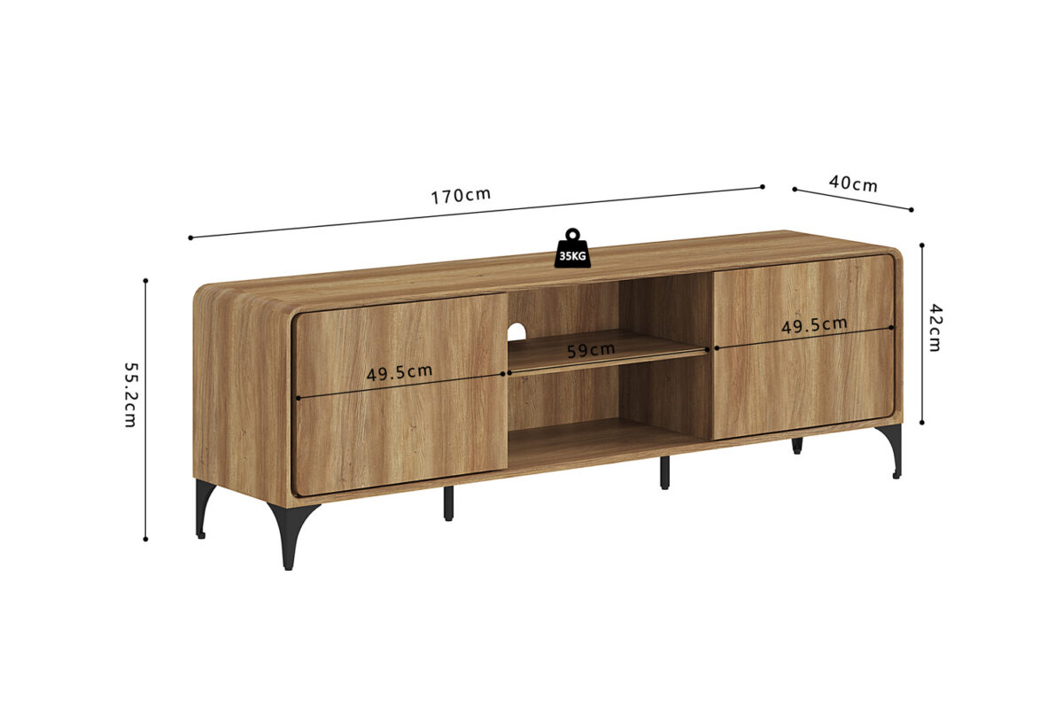 Tv-meubel Urbino 170 cm eiken naturel Japandi – foto 8