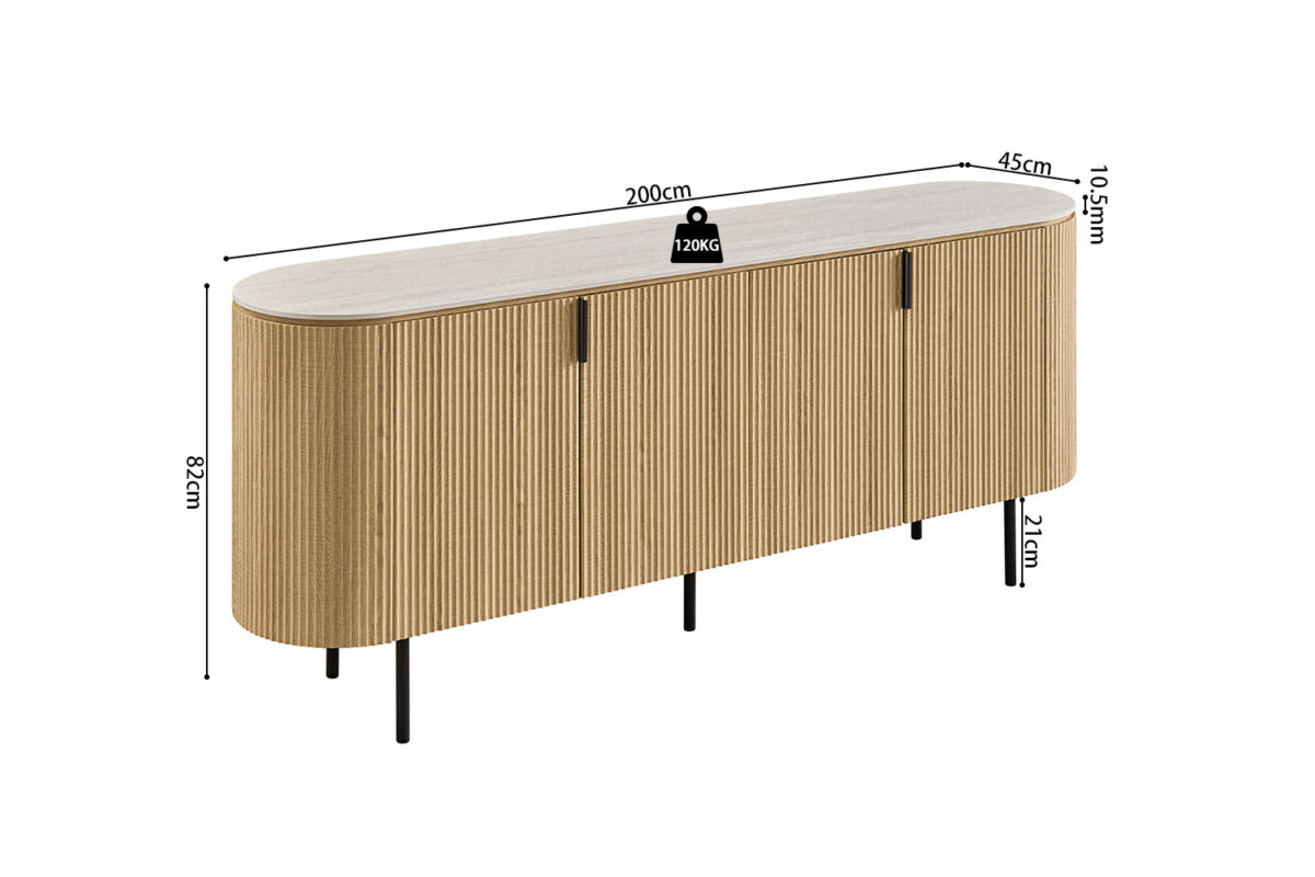 Dressoir Ravenna 200 cm naturel eiken Japandi – foto 8