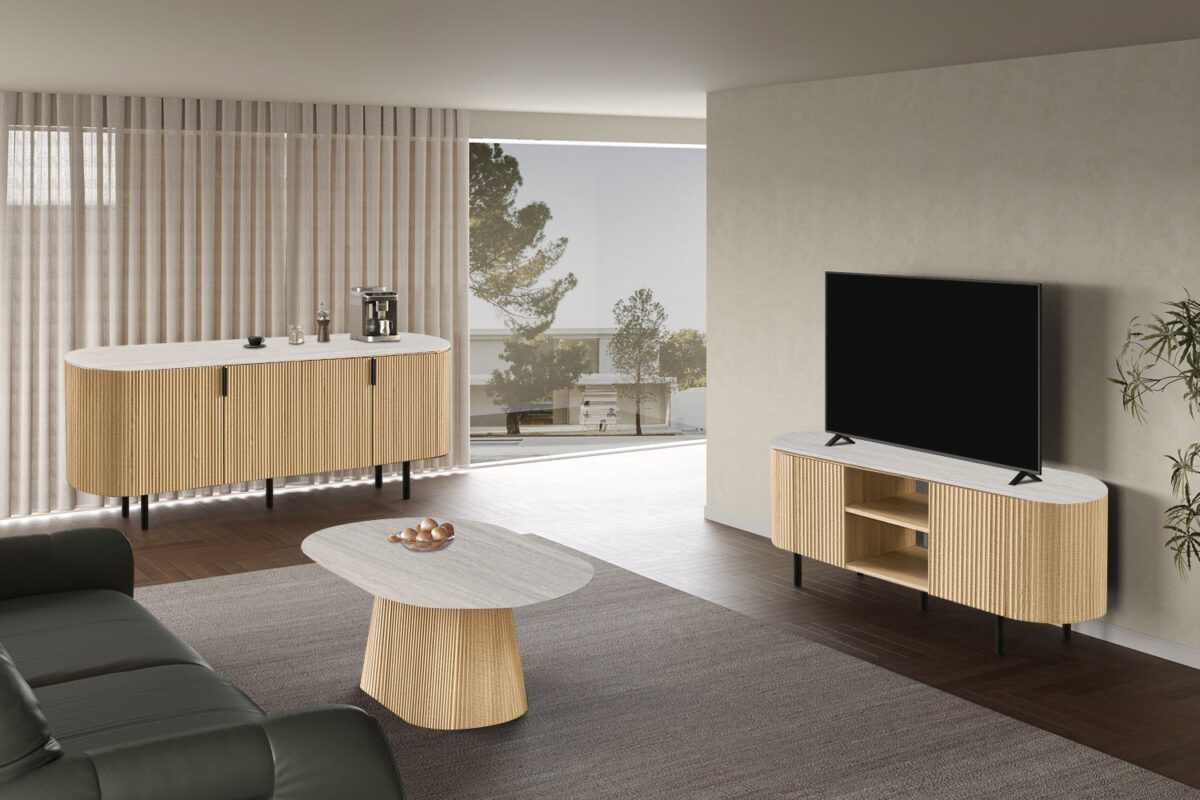 Salontafel Ravenna Ovaal 120 cm naturel eiken grijs Japandi – foto 3