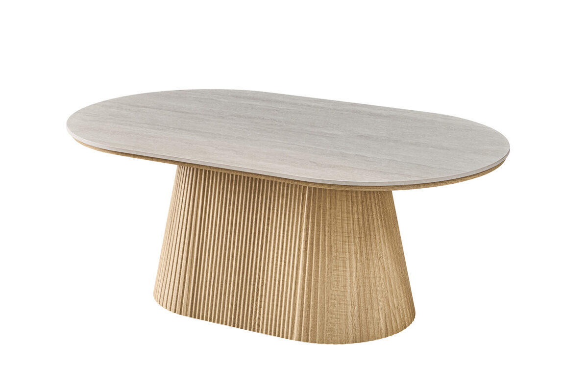 Salontafel Ravenna Ovaal 120 cm naturel eiken grijs Japandi – foto 5