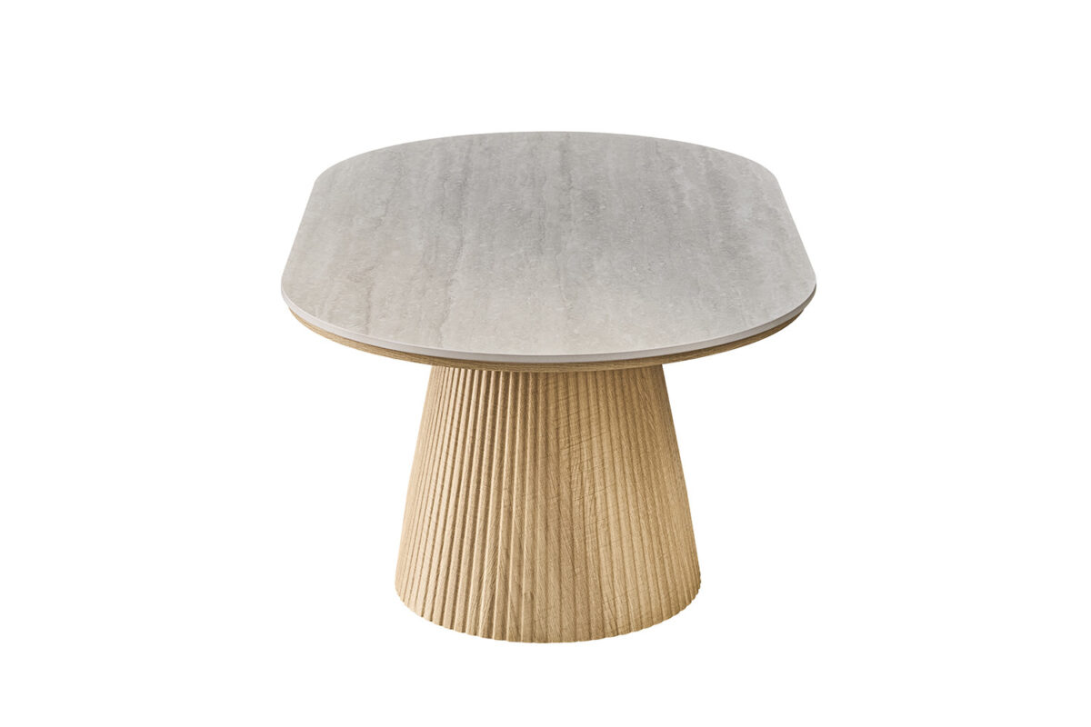 Salontafel Ravenna Ovaal 120 cm naturel eiken grijs Japandi – foto 6