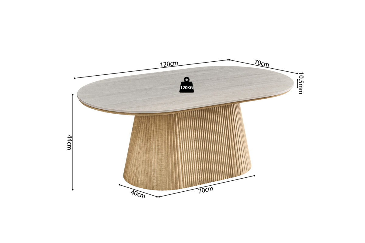 Salontafel Ravenna Ovaal 120 cm naturel eiken grijs Japandi – foto 8