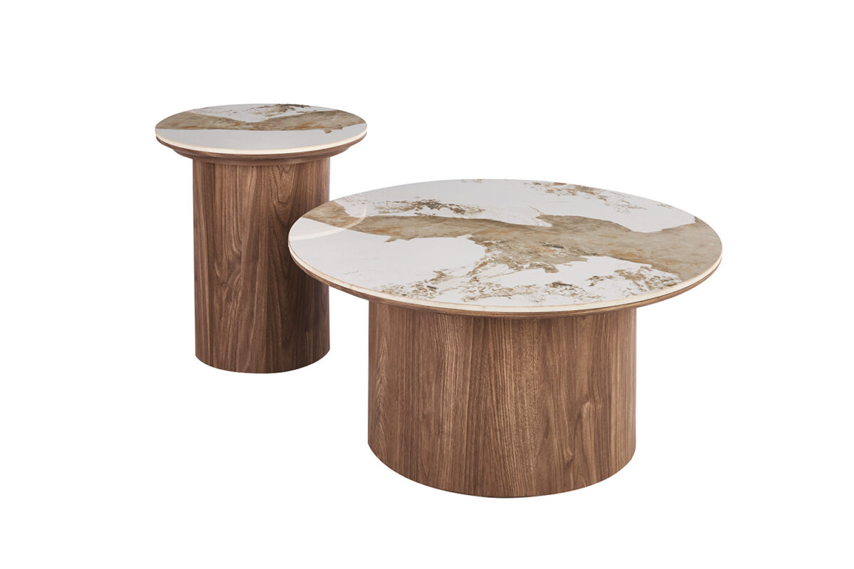 Bijzettafel Marbella Rond 45 cm marmerlook wit Hotel chique – foto 5