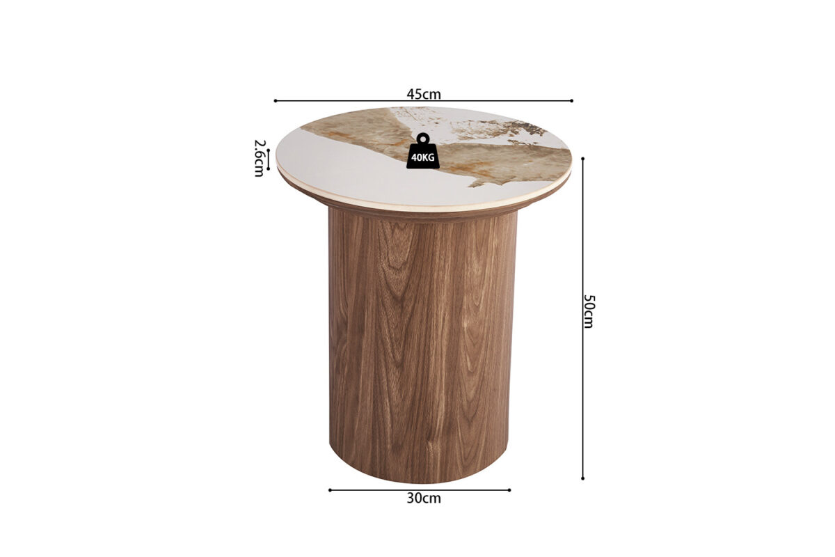 Bijzettafel Marbella Rond 45 cm marmerlook wit Hotel chique – foto 7