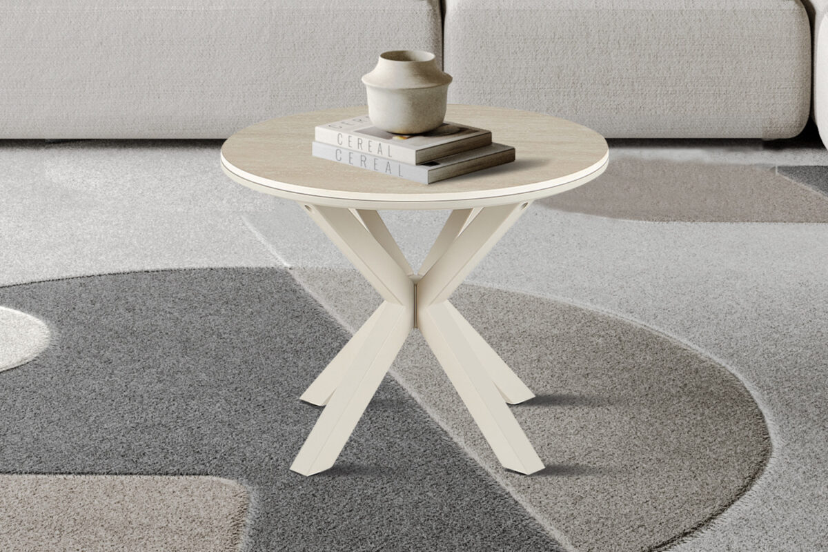 Salontafel Helsinki Rond 60 cm steen barok beige Scandinavisch