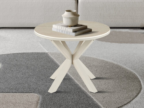 Salontafel Helsinki Rond 60 cm steen barok beige Scandinavisch
