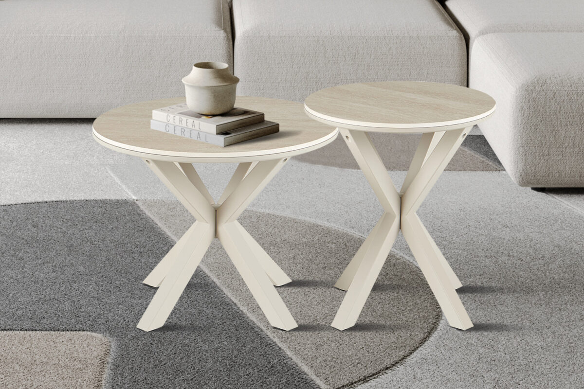 Salontafel Helsinki Rond 60 cm steen barok beige Scandinavisch – foto 2