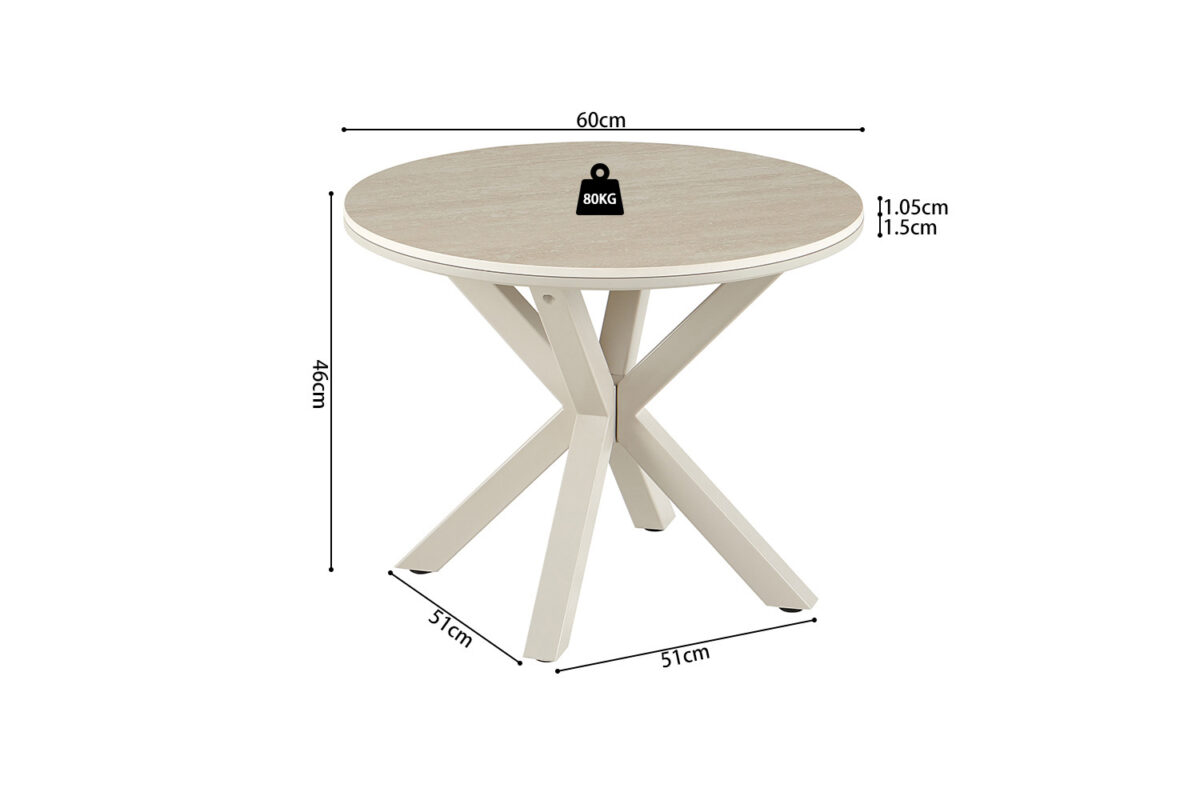 Salontafel Helsinki Rond 60 cm steen barok beige Scandinavisch – foto 11