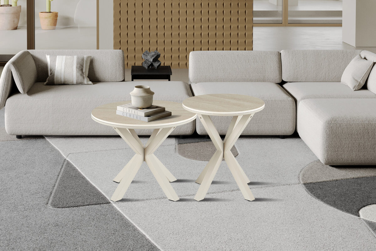 Salontafel Helsinki Rond 60 cm steen barok beige Scandinavisch – foto 3