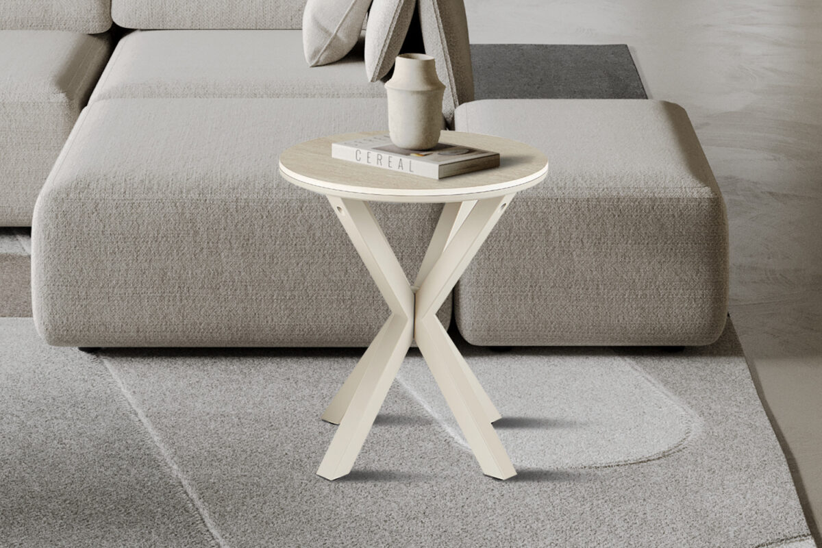 Bijzettafel Helsinki Rond 50 cm steen barok beige Scandinavisch