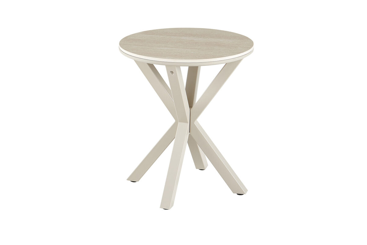 Bijzettafel Helsinki Rond 50 cm steen barok beige Scandinavisch – foto 5